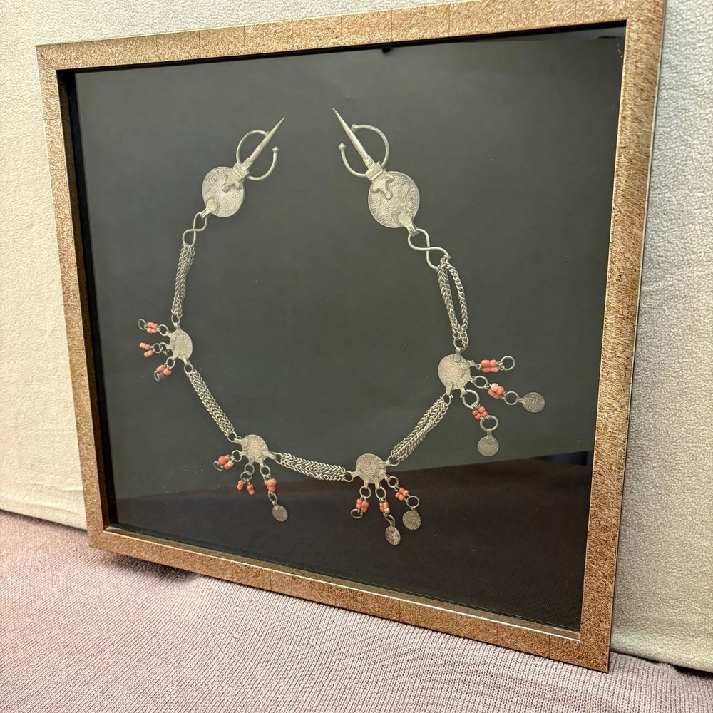 Berber N‎ African Silver Coin Necklace Coral Beads Coins Dated 1902–1903 Framed - Picture 2 of 16